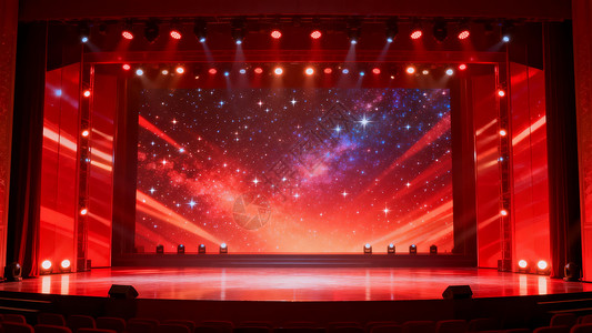 红色梦幻星空 舞台灯光音响设计的艺术融合